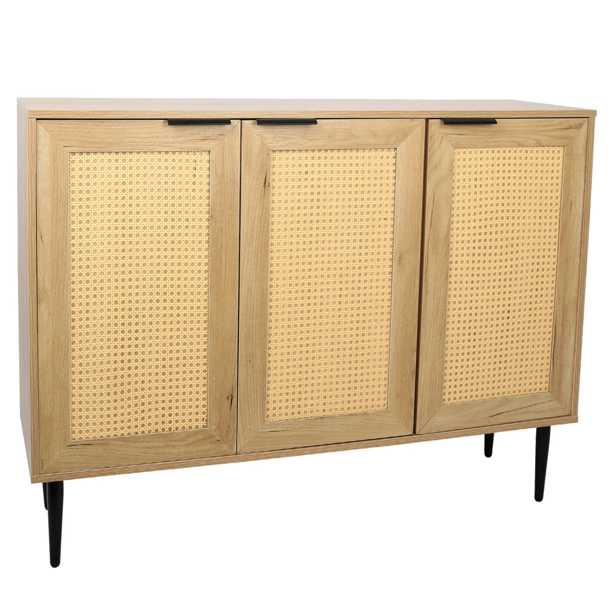 Streamdale Furniture Elegant Kitchen Buffet with Rattan Doors & 3-Tier Shelving