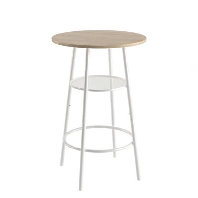 Bar Table, Equipped With 2 Bar Stools, With Backrest And Partition