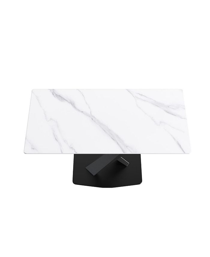 Simplie Fun 63Inch Modern Artificial Stone White Straight Edge Black