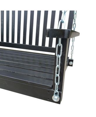 Simplie Fun Outdoor Wood Bench Swing with Armrests
