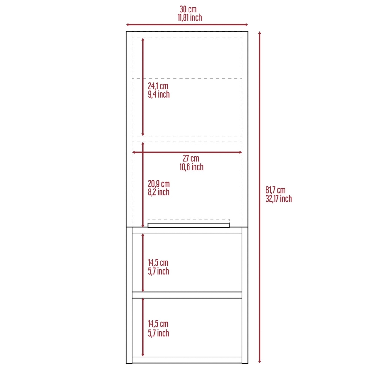 Streamdale Furniture Mila Bathroom Cabinet, Two Interior Shelves, Two External Shelves, Single Door Cabinet -- Black