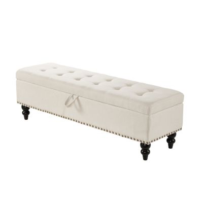 59" Bed Bench Ottoman with Storage Fabric