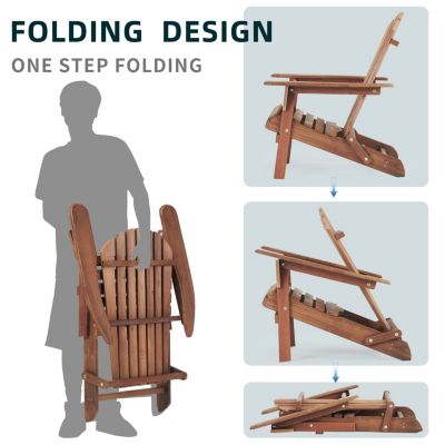 Streamdale Outdoor Folding Adirondack Chair Set - 2 Wood Lounge Chairs