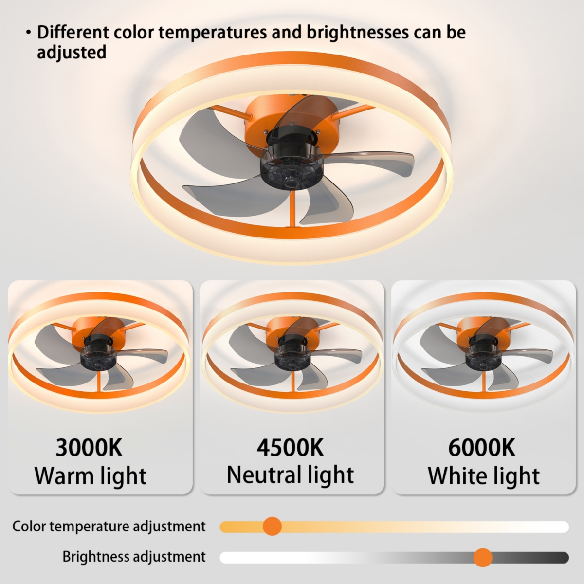 Streamdale Furniture Ceiling Fans With Lights Dimmable Led Embedded Installation Of Thin Modern Ceiling Fans - Orange