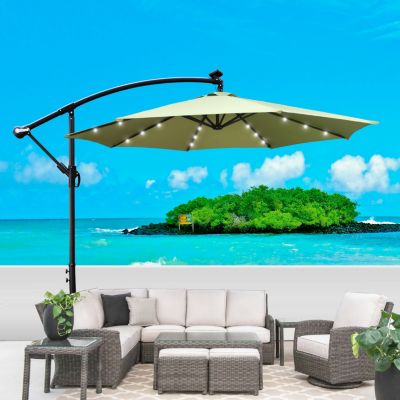 Streamdale 10' Solar LED Patio Umbrella, 8-Rib Waterproof Shade