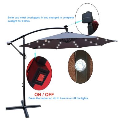 Solar Umbrella with LED Lights & 8 Ribs