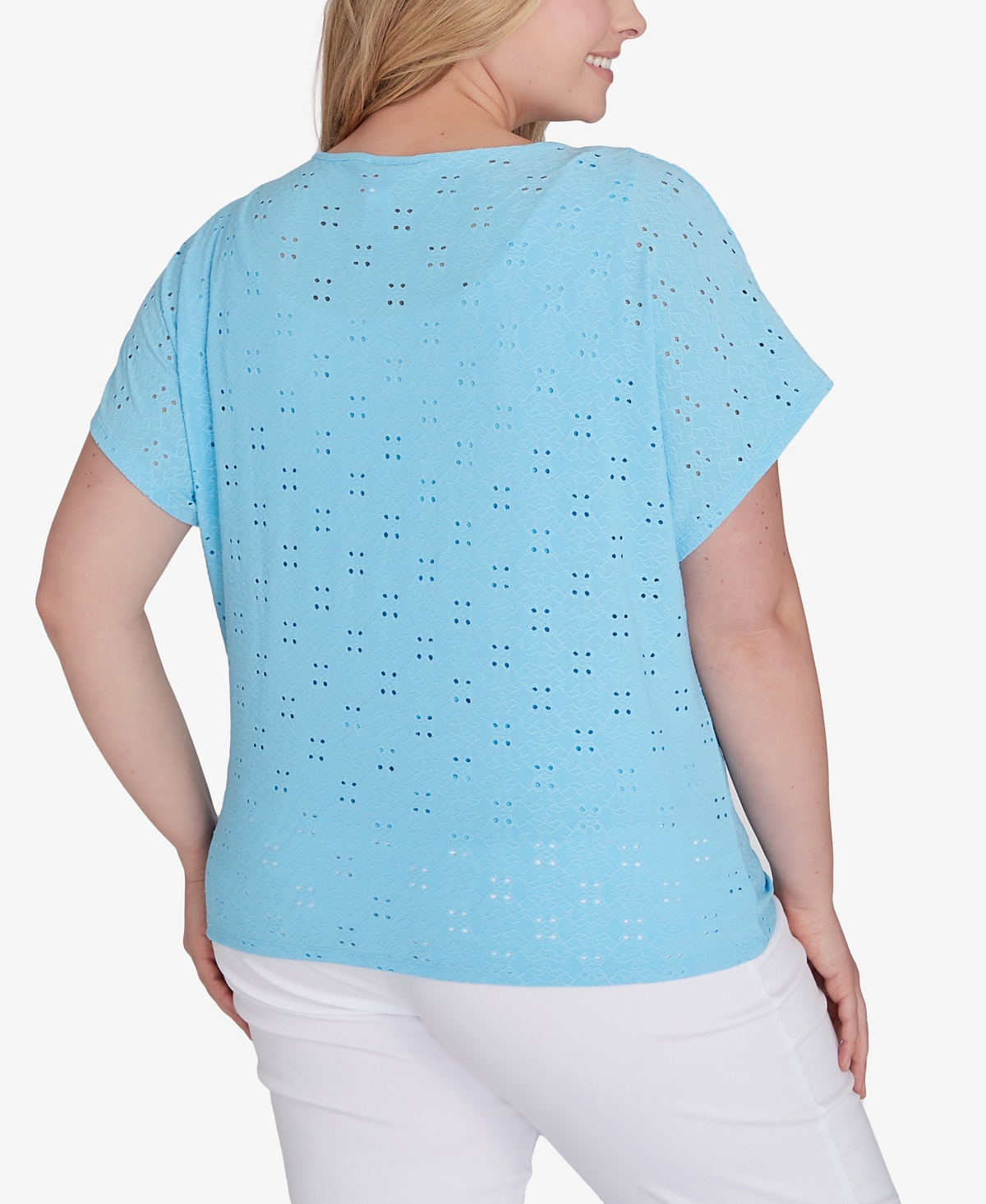 Shop Hearts Of Palm Plus Size Feeling The Lime T Sleeve Top In Sky Blue