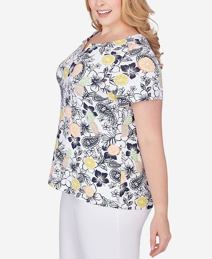 HEARTS OF PALM Plus Size Printed Essentials Short Sleeve Top - Macy's