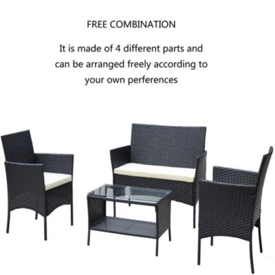 Streamdale 4-Piece Rattan Patio Set with Cushions