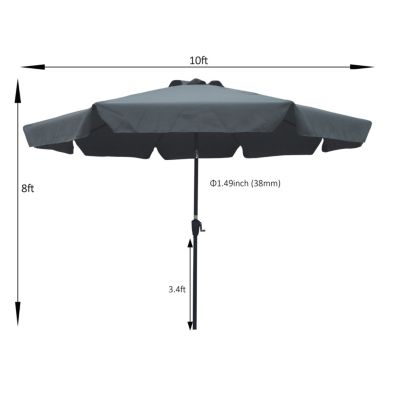 Streamdale 10' Patio Umbrella, 8 Ribs, Tilt & Crank, No Base