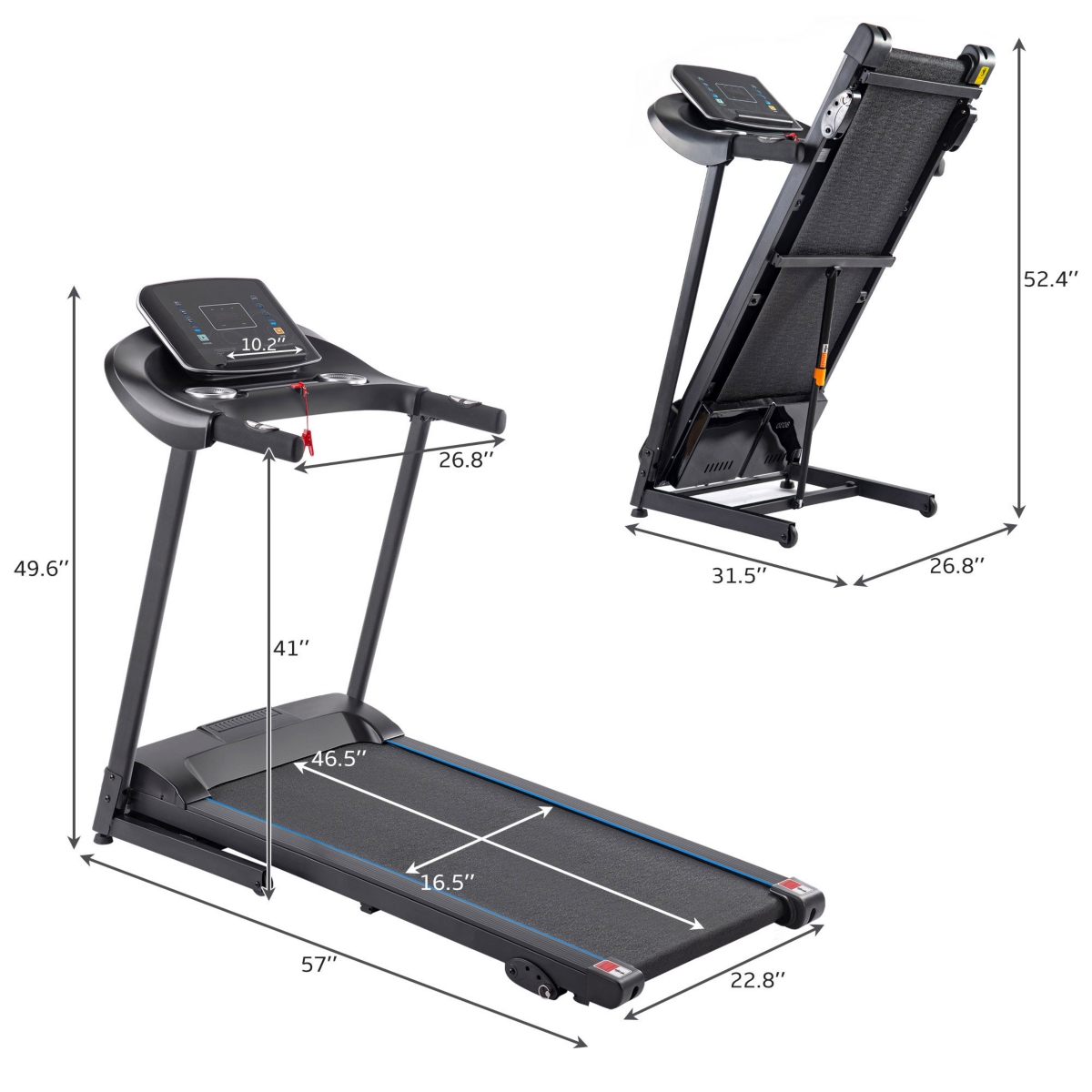Streamdale Furniture Electric Motorized Treadmill With Audio Speakers, Max. 10 Mph And Incline For Home Gym