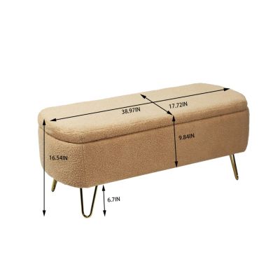 Streamdale Camel Ottoman Bench for Bed, Entryway, Gold Legs