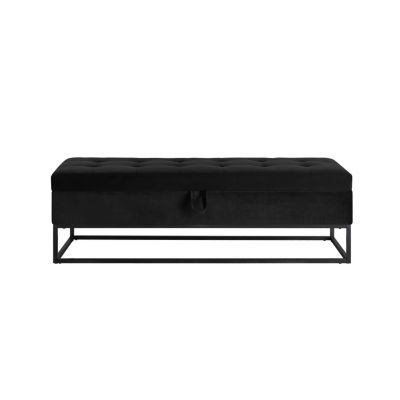 58.6" Bed Bench Metal Base with Storage Pink Velvet