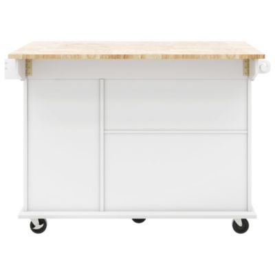Rolling Kitchen Island Cart with Drop Leaf & Storage