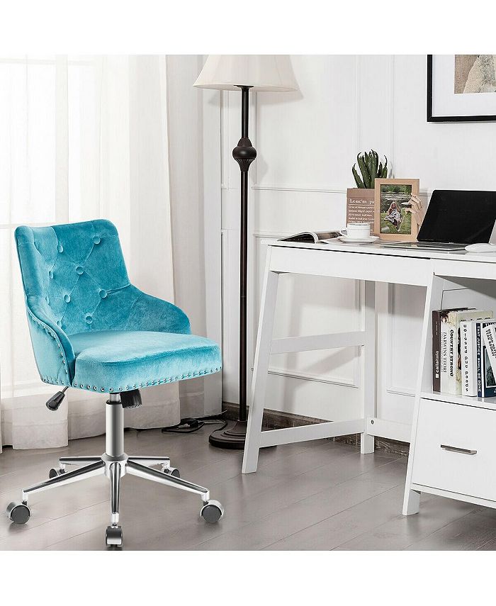 Slickblue Tufted Upholstered Swivel Computer Desk Chair with Nailed