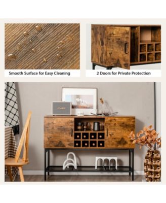 Industrial Kitchen Buffet Sideboard with Wine Rack and 2 Doors-Rustic Brown