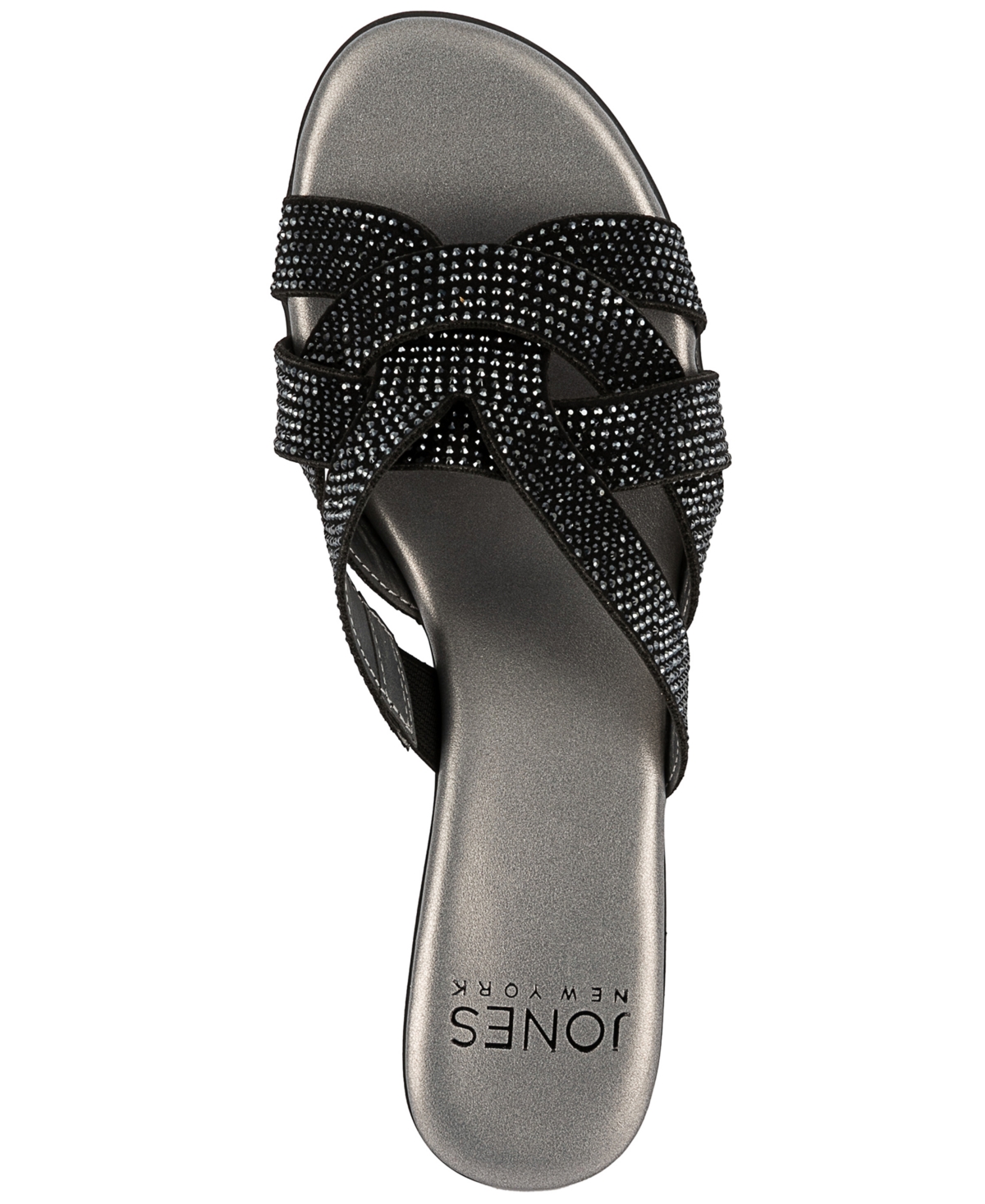 Shop Jones New York Enny Embellished Slide Sandals, Created For Macy's In Silver