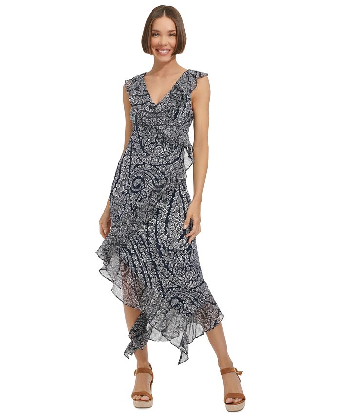 GETADME KAOPU ZA Women front slit cut-out animal print ruffled midi dress vintage v-neck short sleeves female dresses vestidos mujer