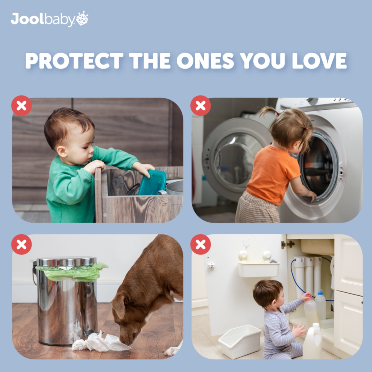 Jool Baby Toddler Multi-Use Safety Strap for Cabinets, Fridges, Drawers, Damage-Free Adhesives Safety Set -