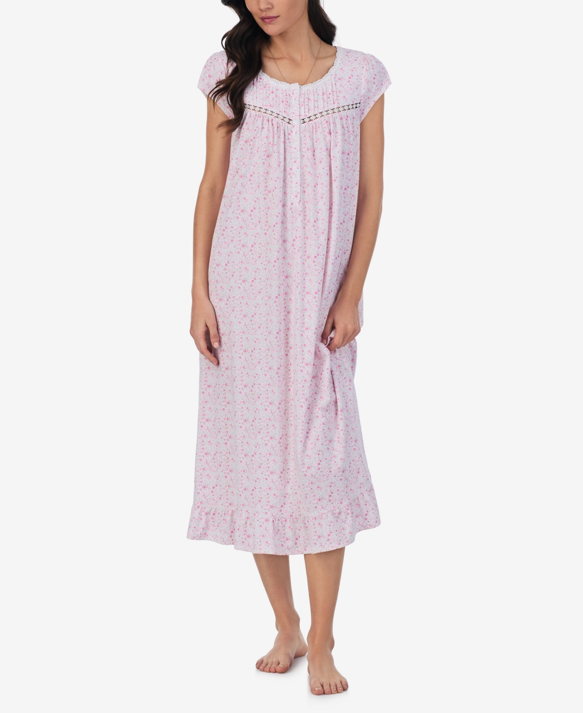 Women's Long Nightgown - Pink Ditsy Floral