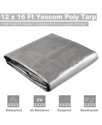 12x16ft Heavy Duty Reinforced Poly Tarp  10-milWaterproof Tarpaulin Ground Sheet Camping Cover with Eyelets