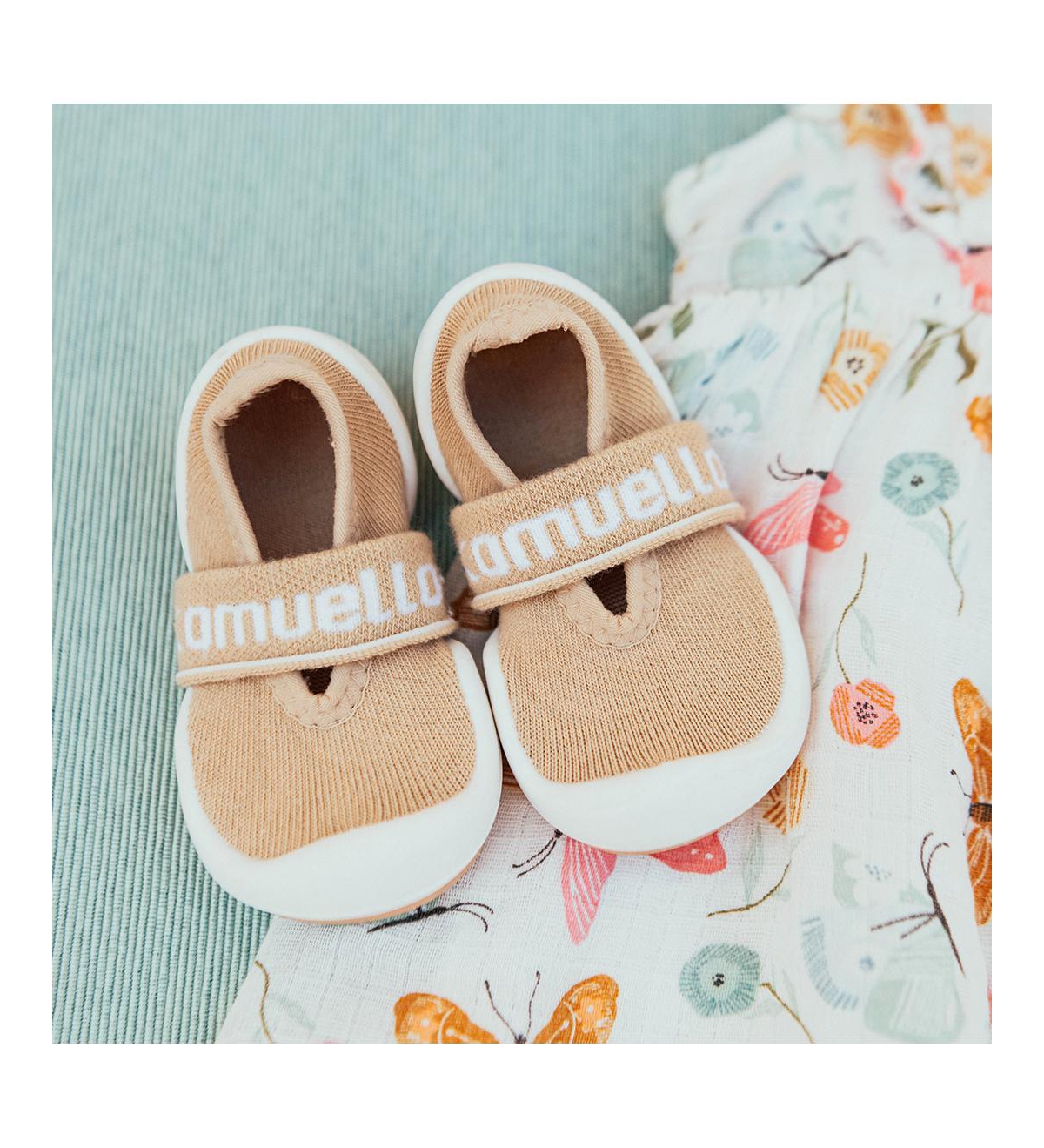 Infant Girl Boy Breathable Washable Non-Slip Sock Shoes Flat - Latte