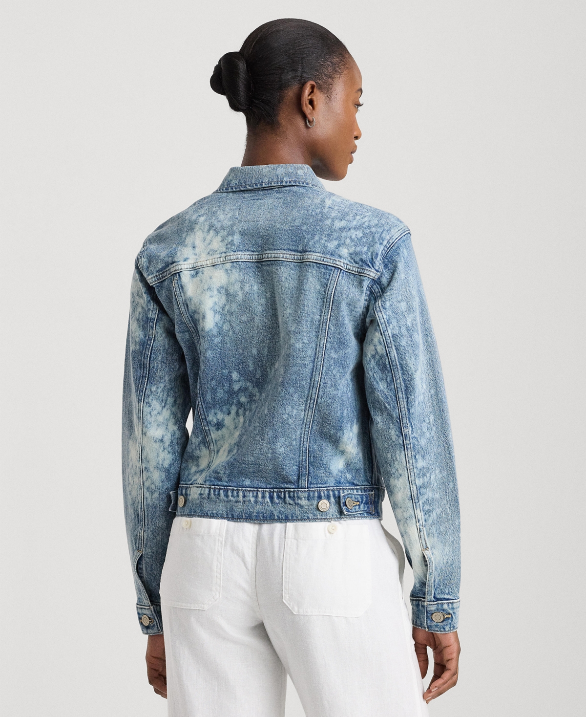 Shop Lauren Ralph Lauren Women's Bleach-splattered Denim Jacket In Palma Wash