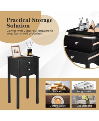 Side Table End Accent Table with 2 Drawers
