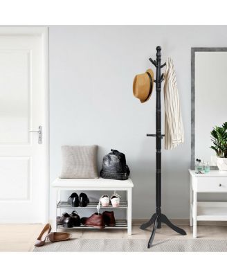 Entryway Height Adjustable Coat Stand with 9 Hooks