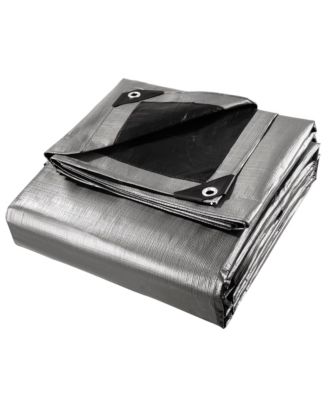 18x24 Ft Waterproof Poly Tarp with 25 Ball Bungees Protect Cover 10mil Tarpaulin