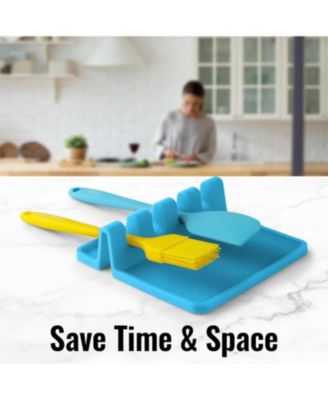 Silicone Utensil Rest with Drip Pad – Holder for Multiple Ladles & Tongs
