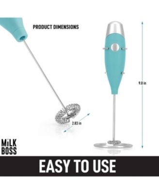 Milk Boss Portable Milk Coffee Frother Handheld Whisk Mixer with 16-Piece Stencils