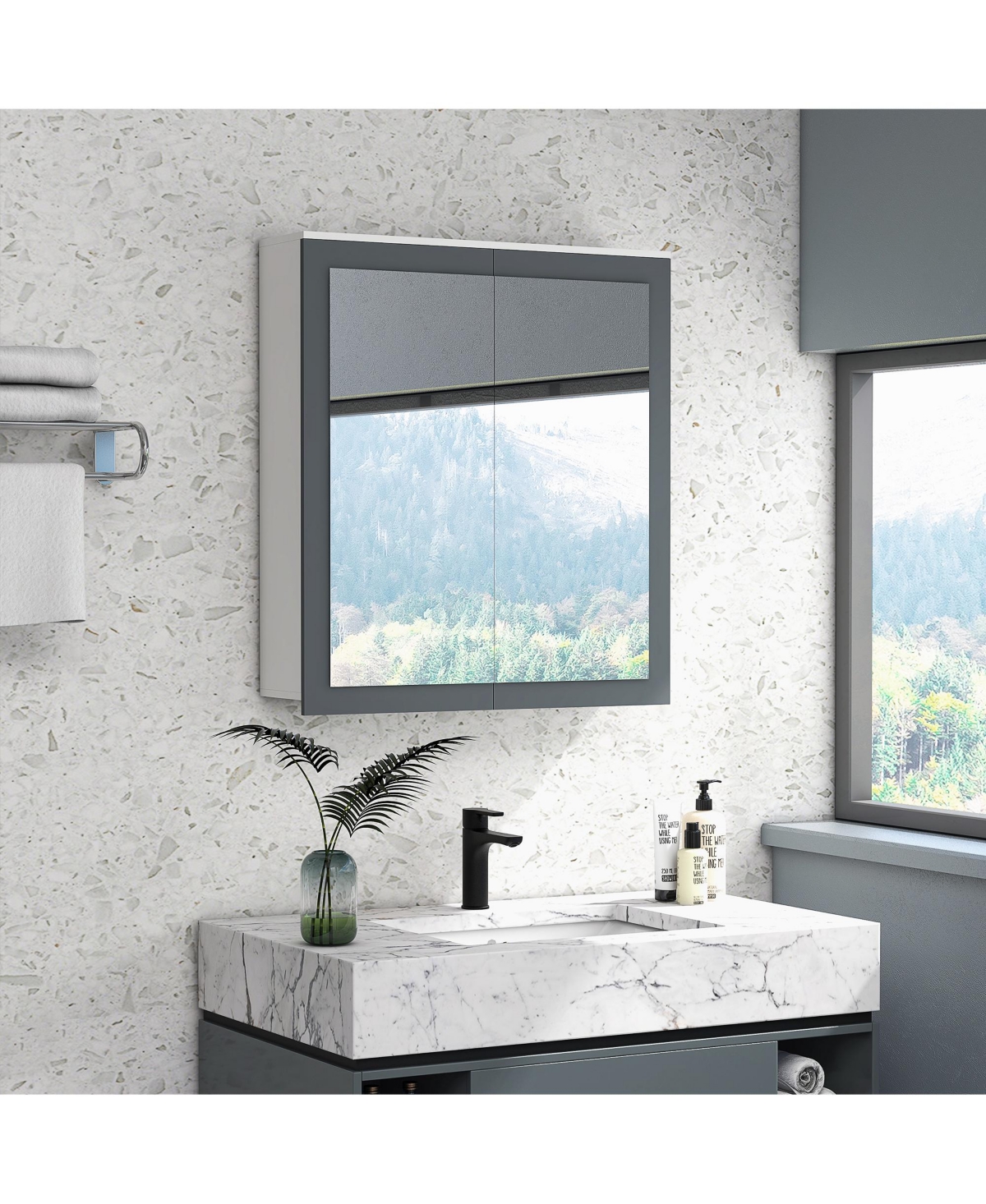 kleankin Bathroom Medicine Cabinet Wall Mounted with 2 Doors,- White