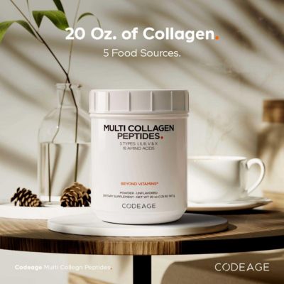 Multi Collagen Protein Powder Peptides, Hydrolyzed, Type I, II, III, V, X Grass Fed All in One Super Bone Broth Collagen Supplement, 20 Ounces