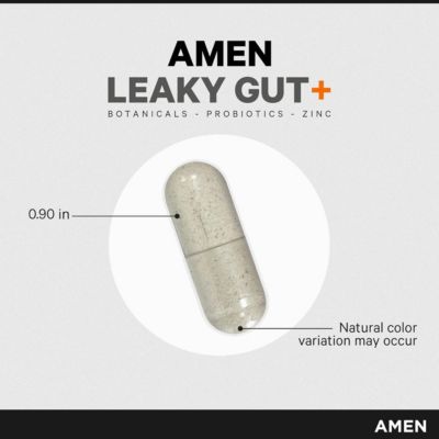 Amen Leaky Gut, L-Glutamine, Zinc, Turmeric, Licorice, Probiotic & Prebiotic Supplement, 90 ct