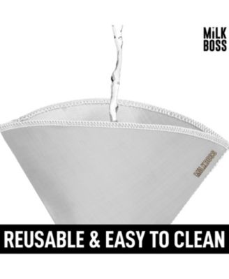 Milk Boss Pour Over Coffee Filter - Permanent Paperless Stainless Steel Reusable Coffee Filter