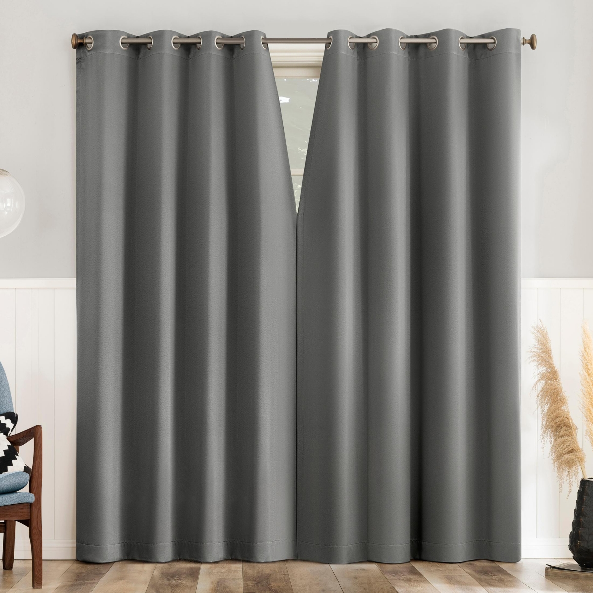 No. 918 Brandon Magnetic Closure Room Darkening Grommet Curtain Panel Pair