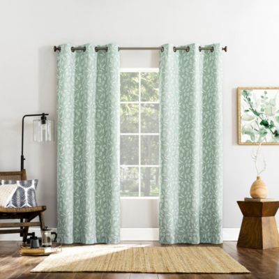 Satti Embroidered Leaf 100% Blackout Grommet Curtain Panel