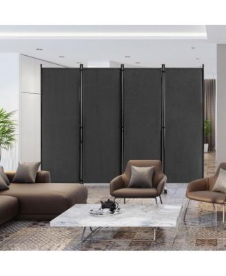 4-Panel Folding Room Divider 6 Feet Rolling Privacy Screen with Lockable Wheels