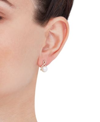 Cultured Freshwater Pearl (7mm) & Diamond (1/6 ct. t.w.) Drop Earrings in 14k Gold