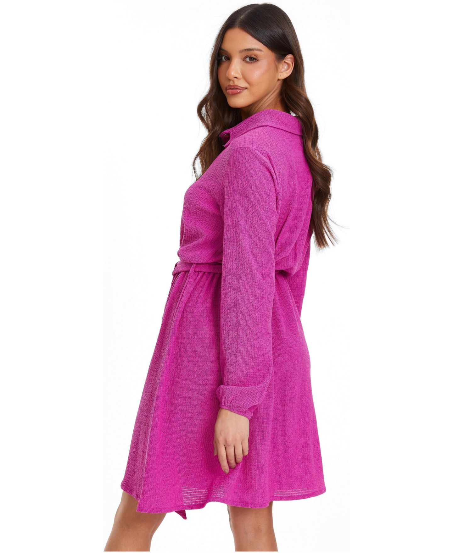 Женское платье QUIZ Textured Jersey Shirt Dress, цвет: Фиолетовый — фото 2