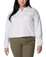 Columbia Plus Size Trek Collared Long-Sleeve Top, Created for Macy's - White
