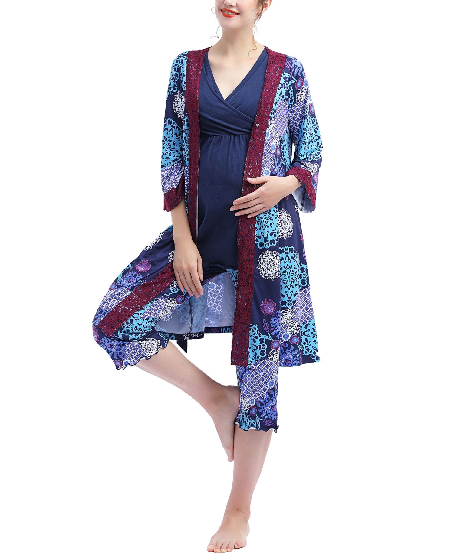 Maternity Natalie Nursing 3-Piece Pajama Set