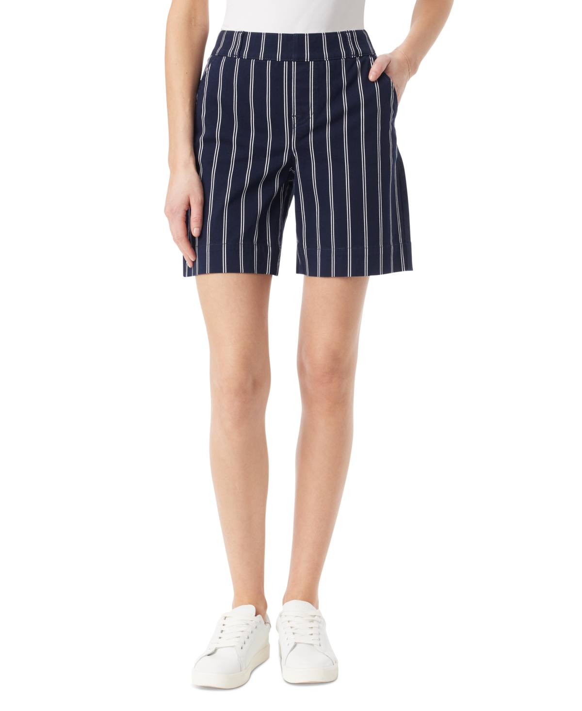 Shop Gloria Vanderbilt Women's Shape Effect 7" Shorts In Midnight Affair Stripe