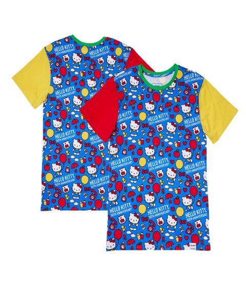 Футболка Loungefly Unisex Blue Hello Kitty 50th Anniversary Allover Print, цвет: Синий