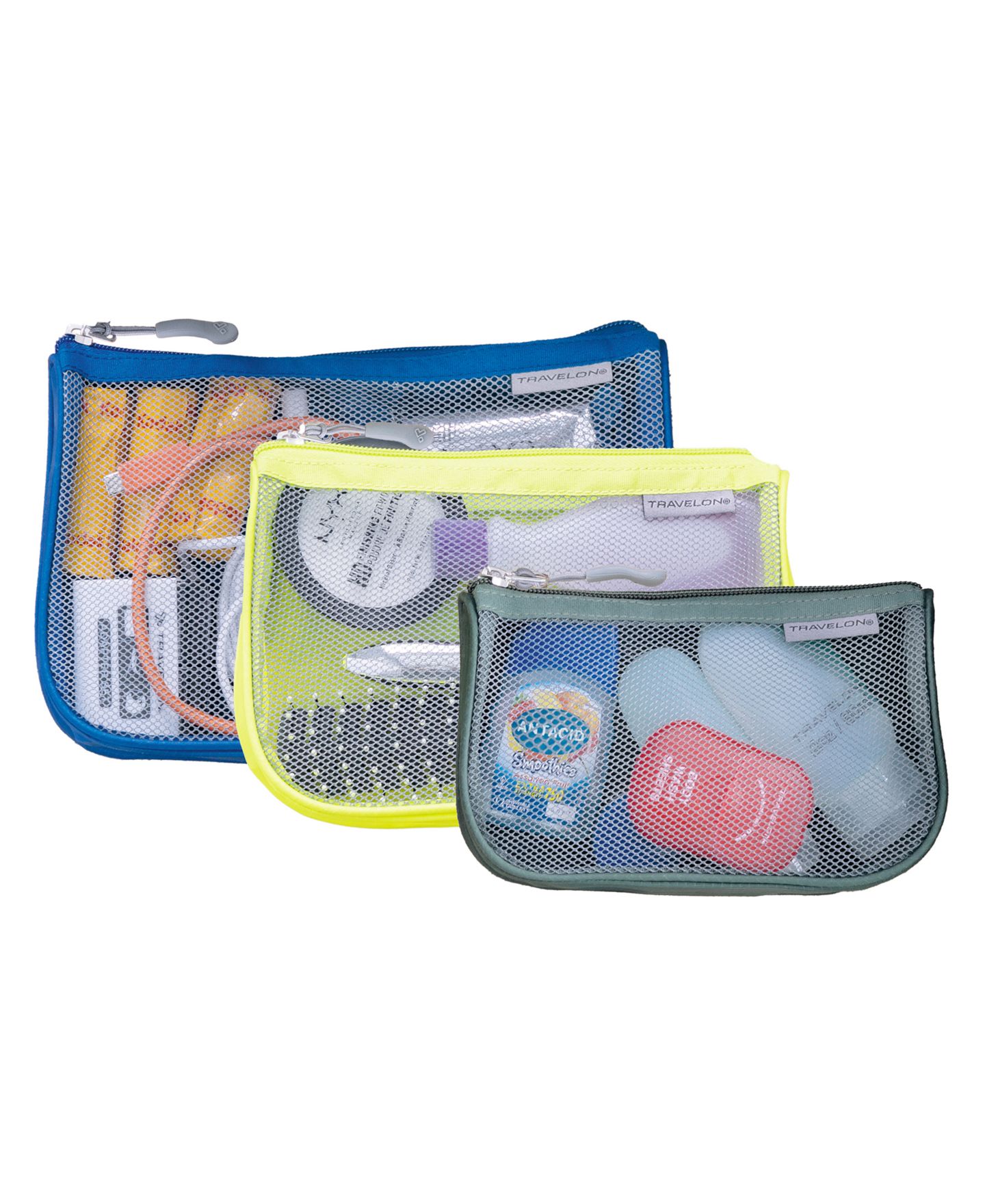 Сумки Travelon Set of 3 Assorted Piped Pouches, цвет: Cool Tones — фото 8