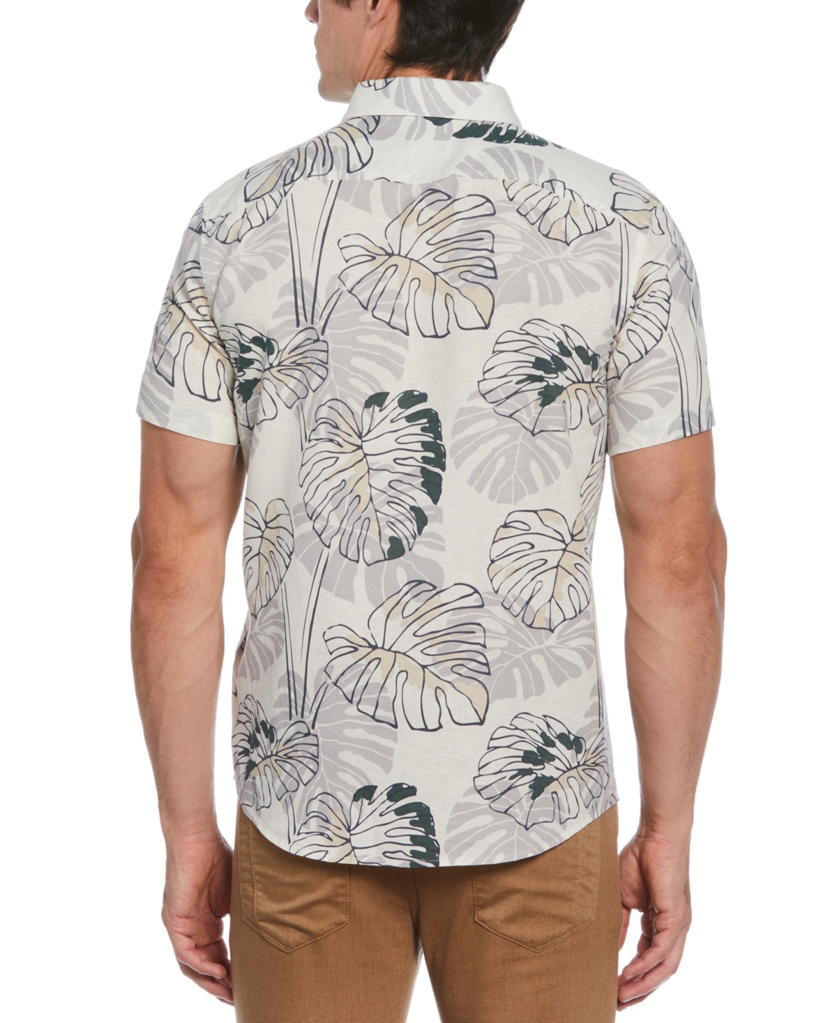 Shop Perry Ellis Men's Leaf-print Shirt In Birch