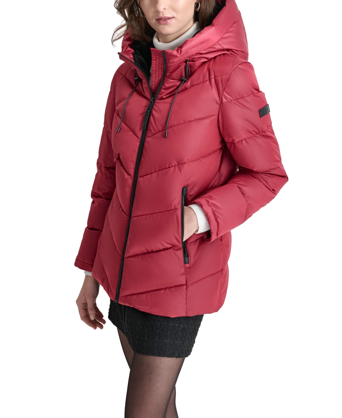 Dkny Women's Hooded Zip-Front Puffer Coat