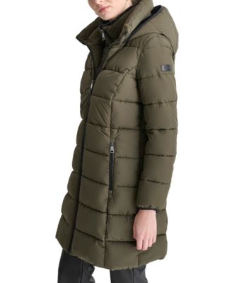 Women's Bibbed Hooded Zip-Front Puffer Coat