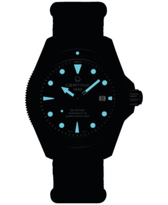 Men's Swiss Automatic DS Action Black Synthetic Nylon Strap Watch 43mm
